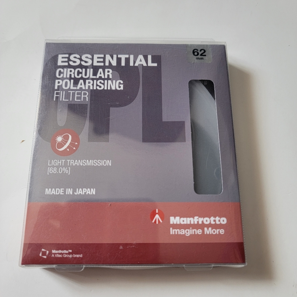 Manfrotto 62mm Essential Circular Polarizing Filter #MFESSCPL-62 NWT